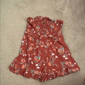 Strapless floral romper